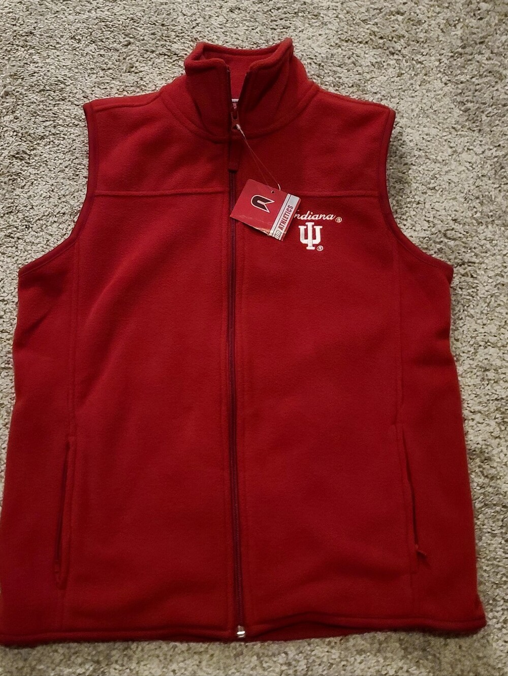 Women's S, Indiana Hoosiers Colosseum Red Fleece Front Zip Vest